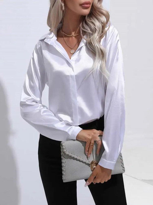 Chemise en Satin Classe Unie
