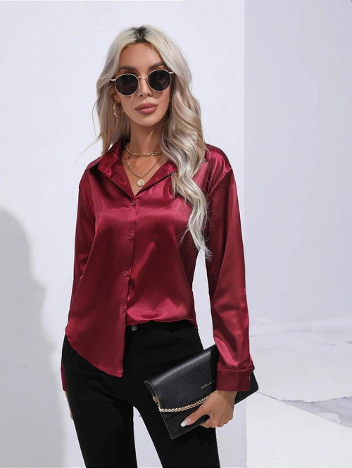 Chemise en Satin Classe Unie