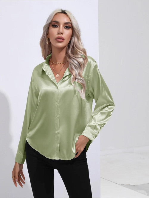 Chemise en Satin Classe Unie