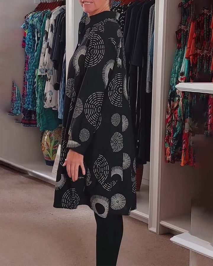 Robe décontractée à revers à imprimé géométrique