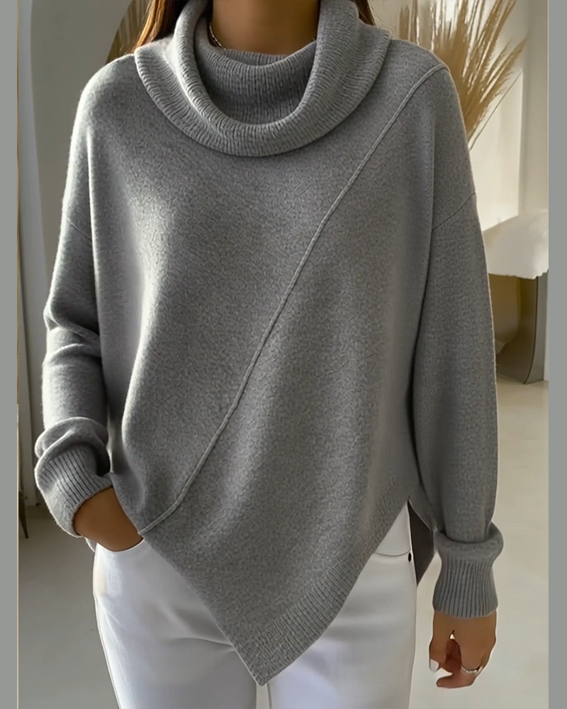 Pull Col Cheminée Asymétrique