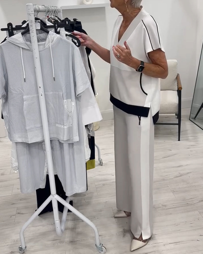 Ensemble Décolleté En V Assorti Fendu Décontracté