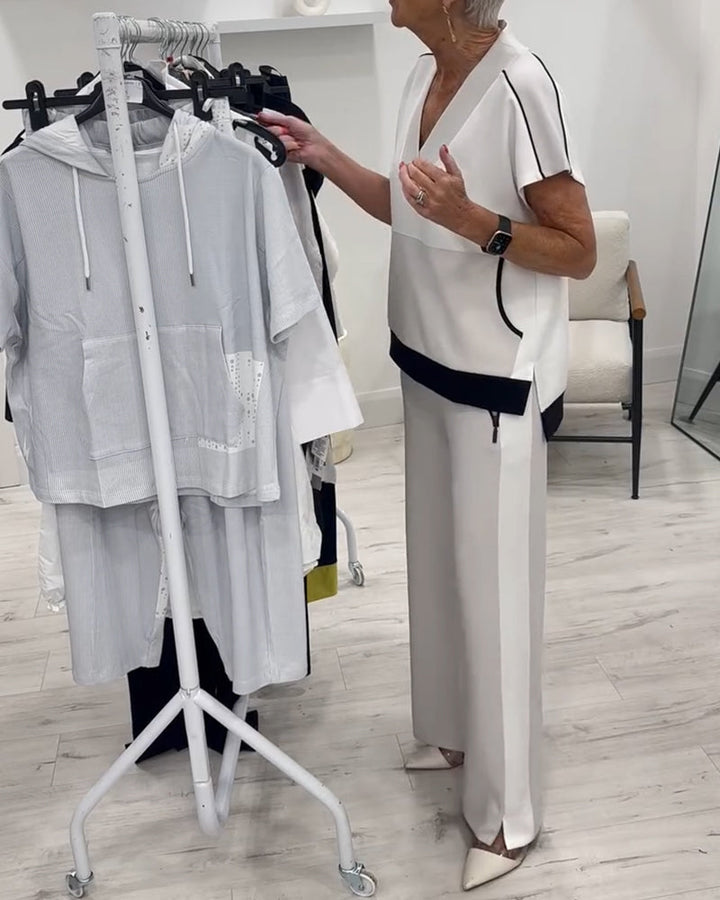 Ensemble Décolleté En V Assorti Fendu Décontracté