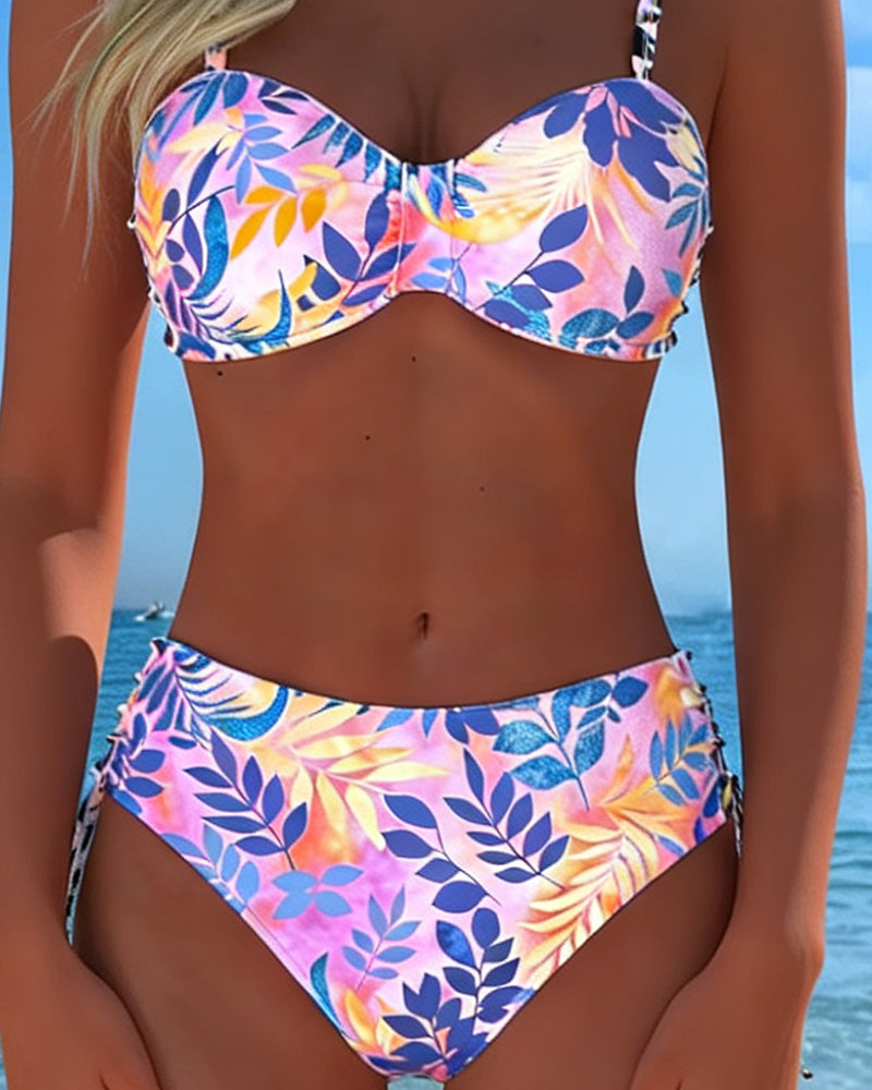 Bikini Bralette Impression Feuille