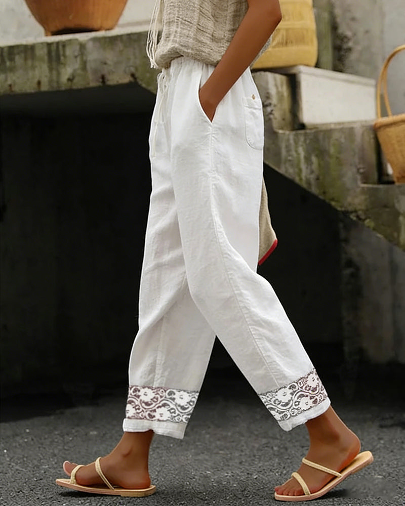 Pantalon Crop Dentelle Cheville