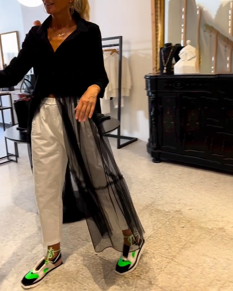 Chemise Longue Fluide à La Mode En Maille