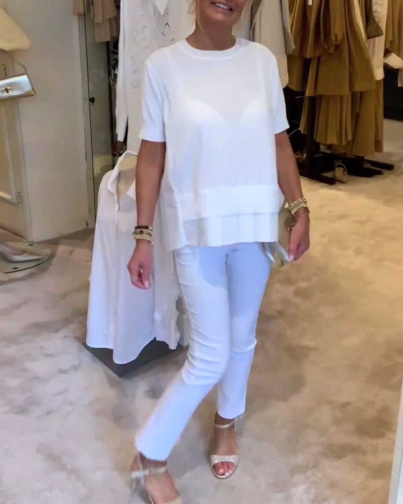 Chemise Plissée Unie Ample