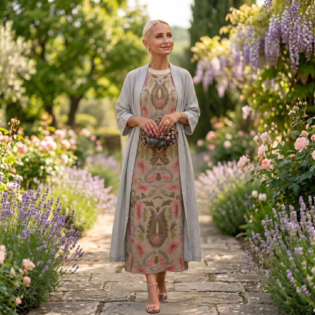Chloé | Robe longue à motif floral avec gilet ajusté assorti