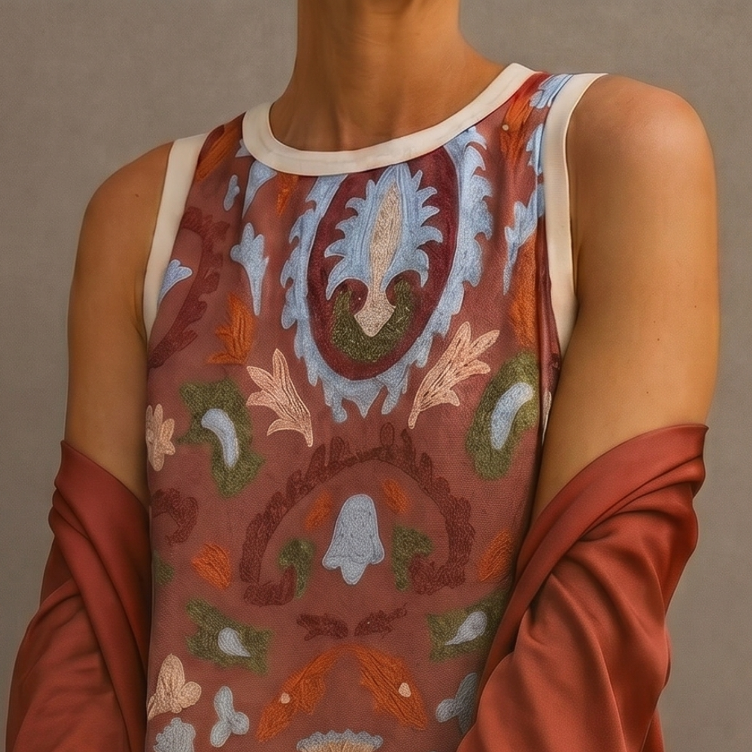 Chloé | Robe longue à motif floral avec gilet ajusté assorti