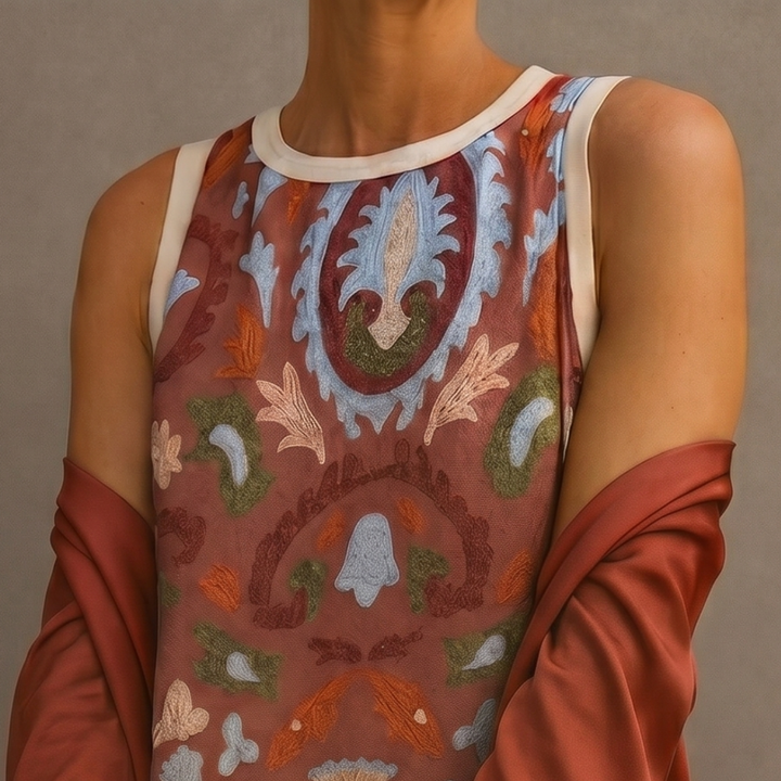 Chloé | Robe longue à motif floral avec gilet ajusté assorti