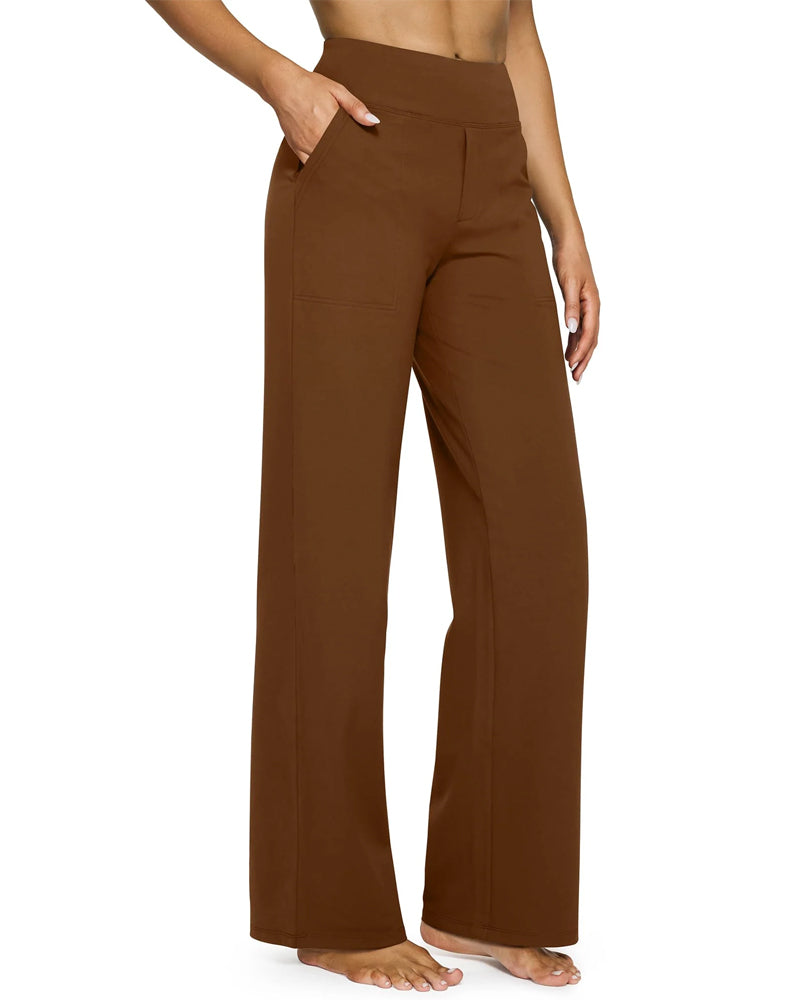 Pantalon Femme Taille Haute Extensible Décontracté Yoga Jambe Large