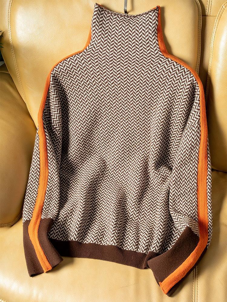 Léa | Pull à Rayures Col Roulé