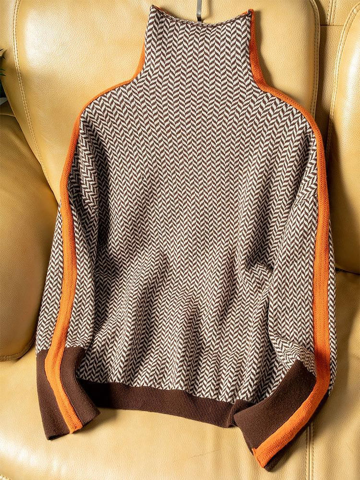 Léa | Pull à Rayures Col Roulé