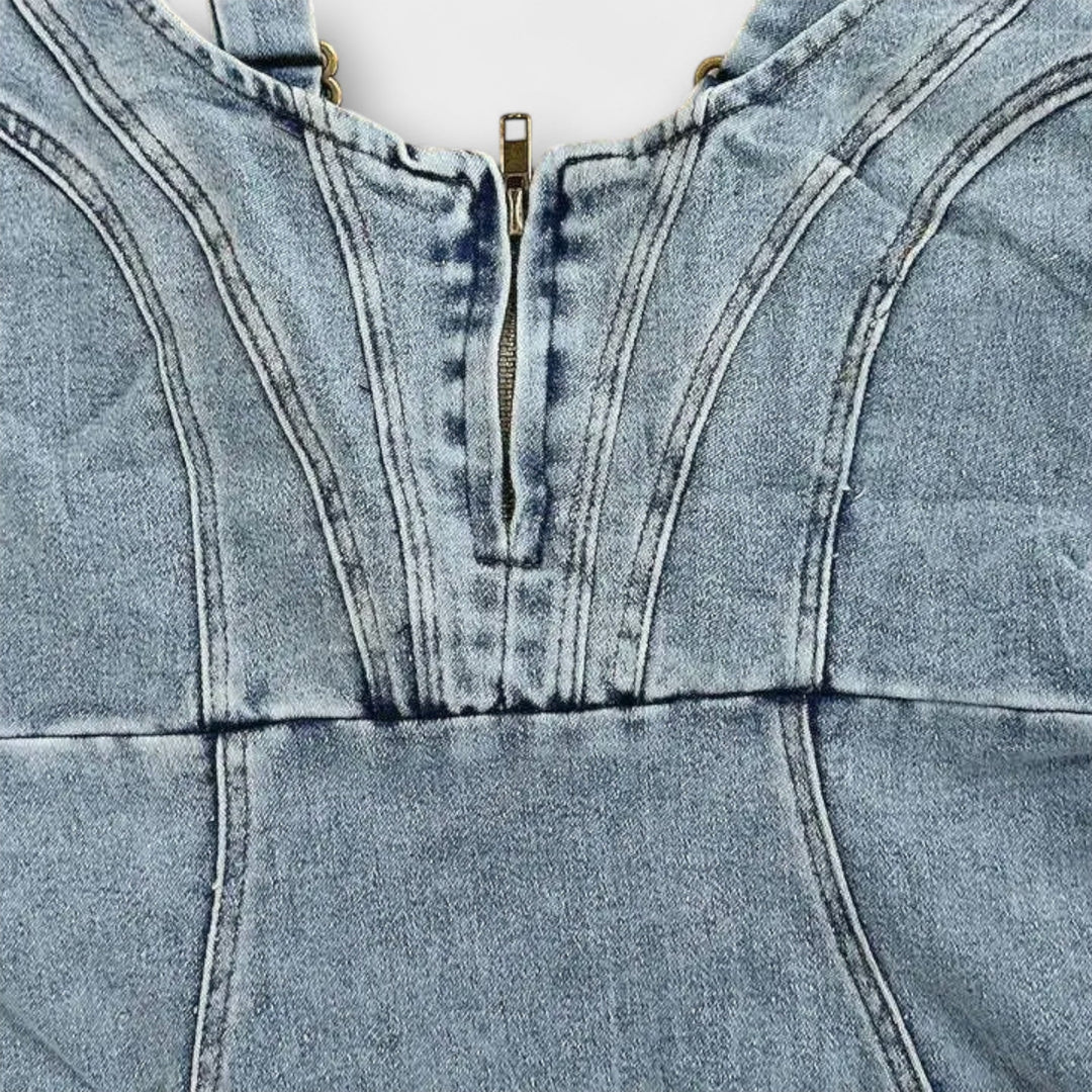 Chloé | Robe en denim avec bretelles ajustables