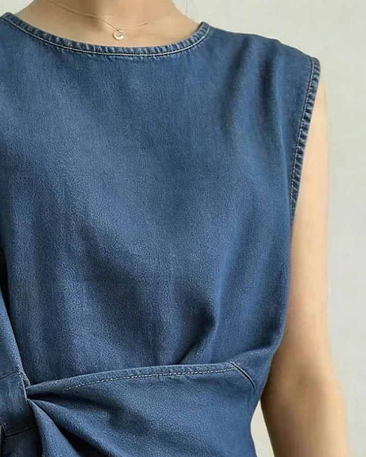 Débardeur Asymétrique Attacher Denim