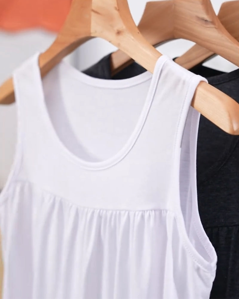 Ensemble Trois Pièces Sans Manches Plissé Veste Ample