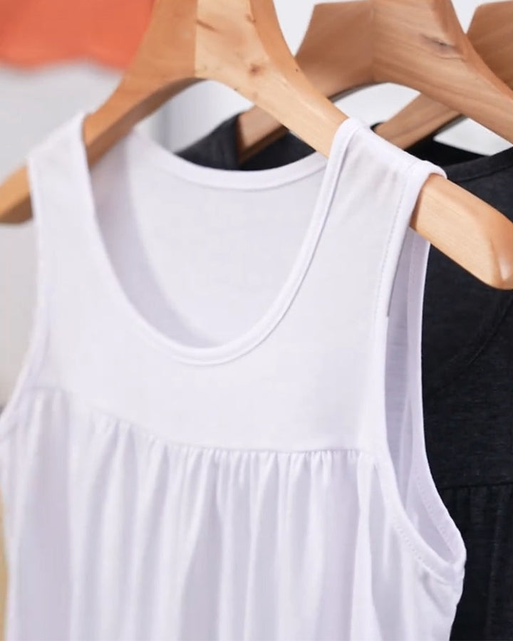 Ensemble Trois Pièces Sans Manches Plissé Veste Ample