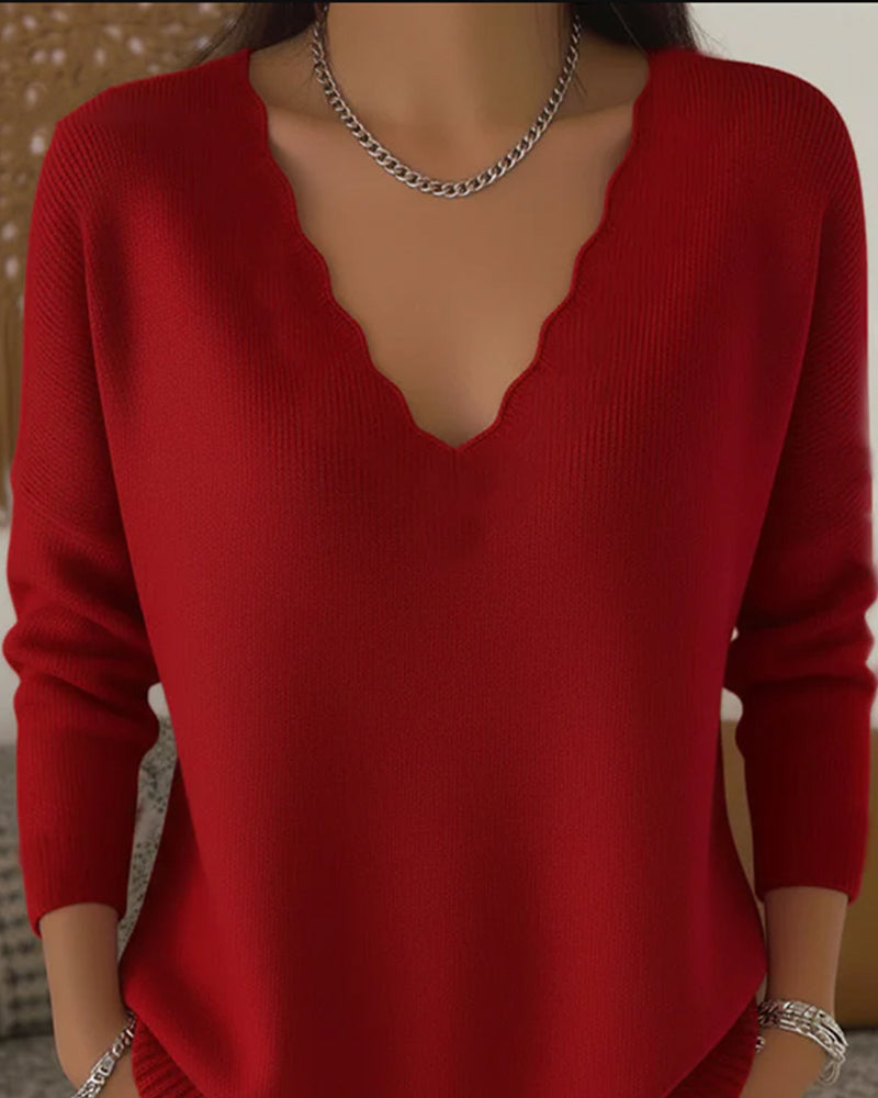 Pull Col En V Doux Tricoté