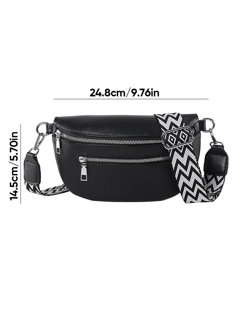 Sac bandoulière zippé avec bretelles contrastées
