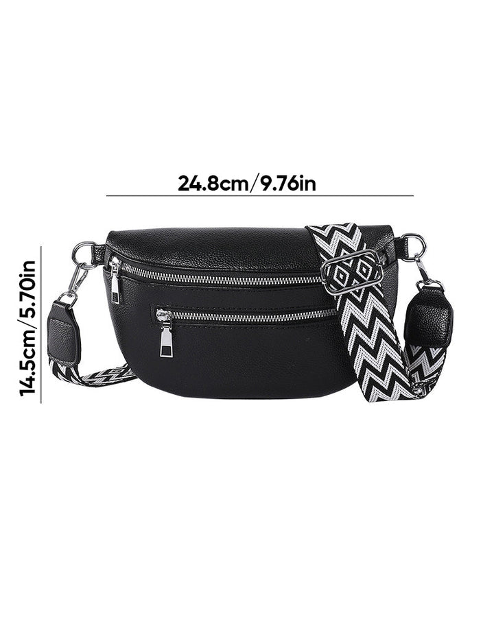 Sac bandoulière zippé avec bretelles contrastées