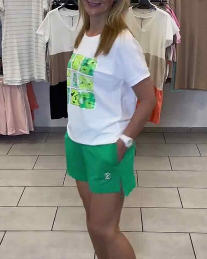 Ensemble Short Décontracté Imprimé Taille Mi-Haute