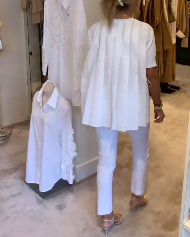 Chemise Plissée Unie Ample