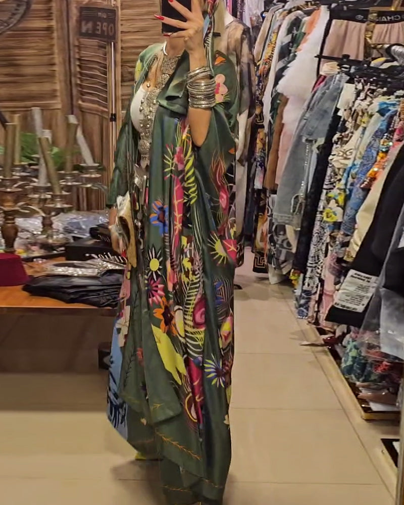 Ensemble deux pièces décontracté imprimé kimono
