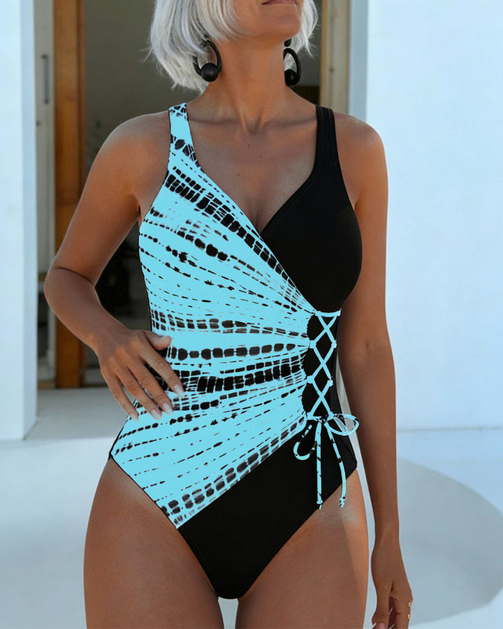 Maillot De Bain Une Pièce Color-Block À Pois