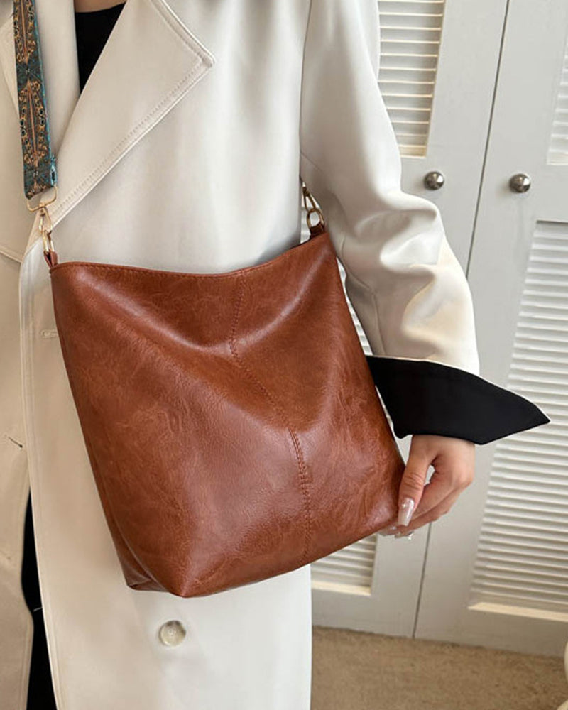 Sac seau vintage à bandoulière de grande capacité