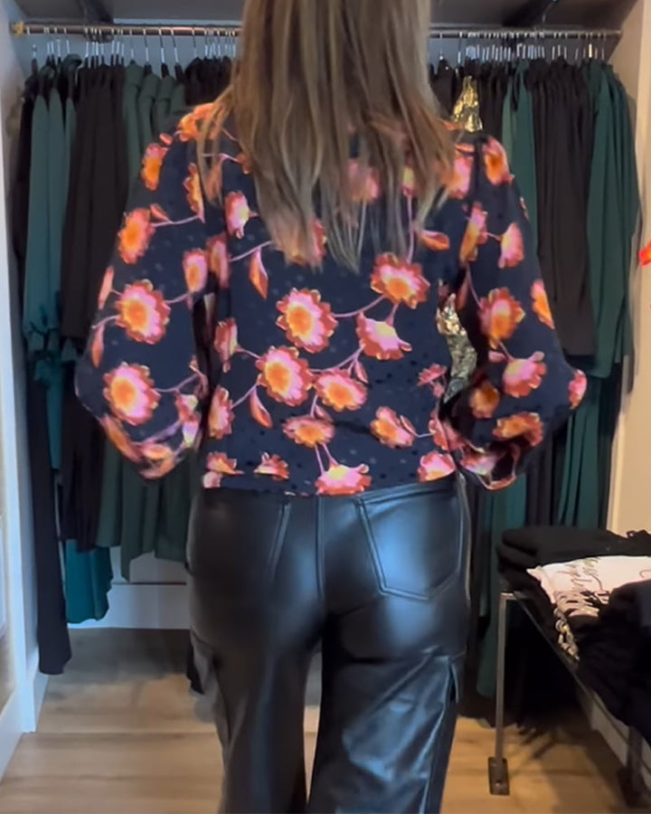 Haut causal avec imprimé floral