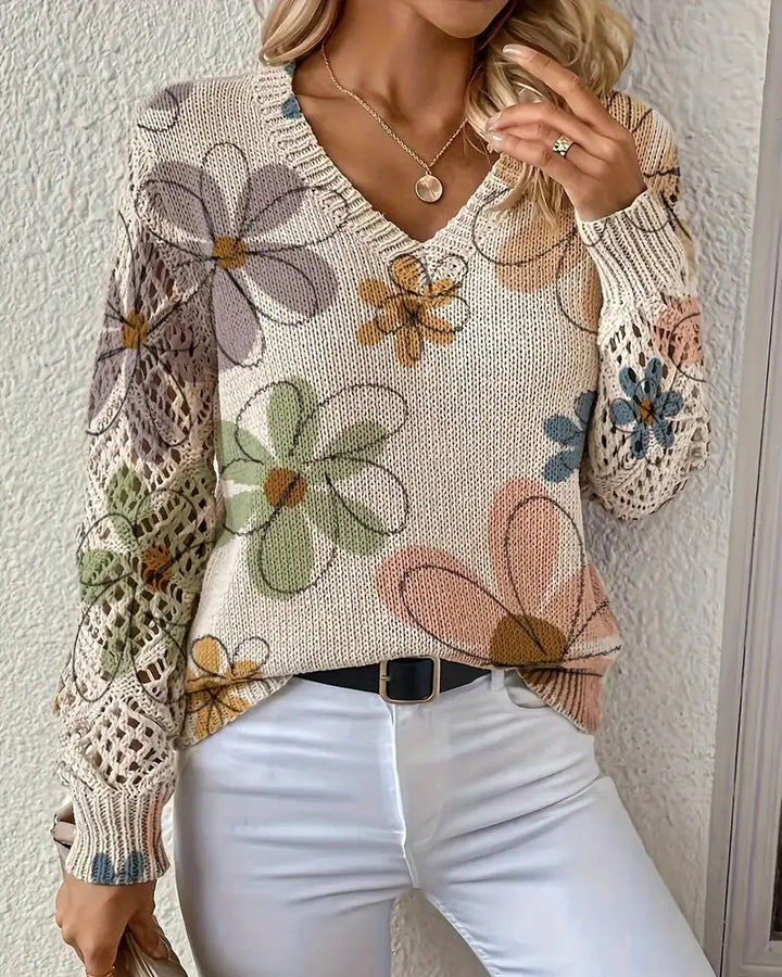 Pull À Col En V Avec Motif Ajouré