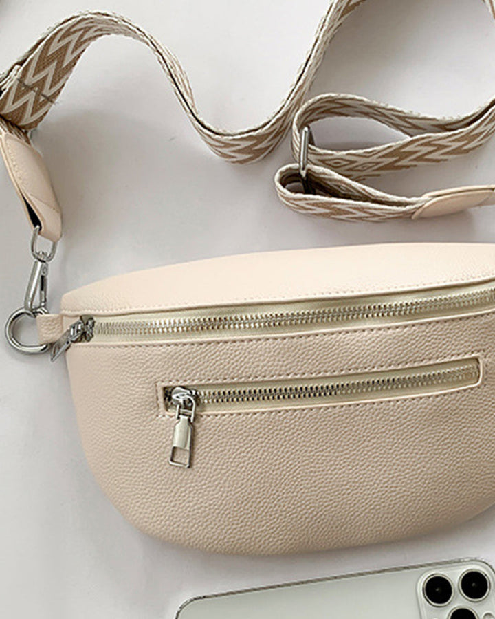 Sac bandoulière zippé avec bretelles contrastées