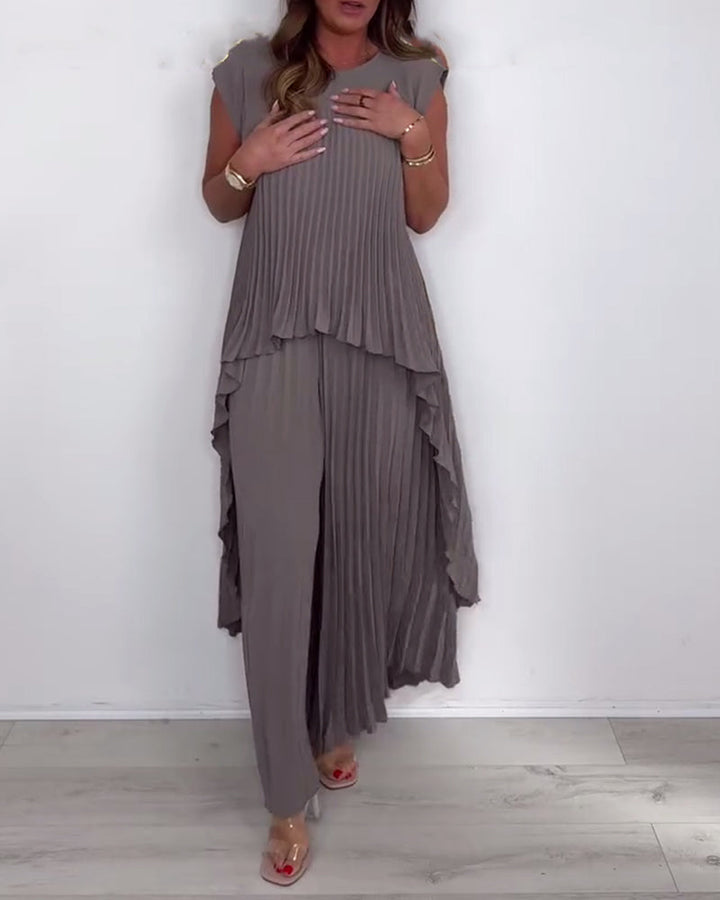 Costume Tendance Style Urbain Couleur Unie Deux Pièces