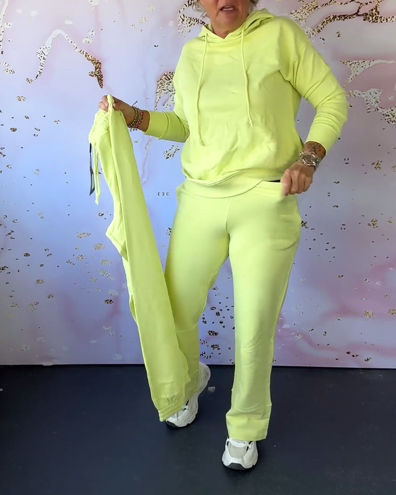 Ensemble deux pièces sweat à capuche et pantalon uni