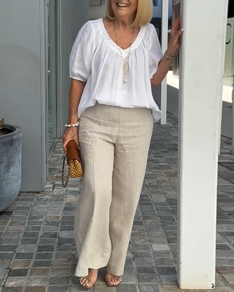 Ensemble Décolleté en V Pantalons Décontractés
