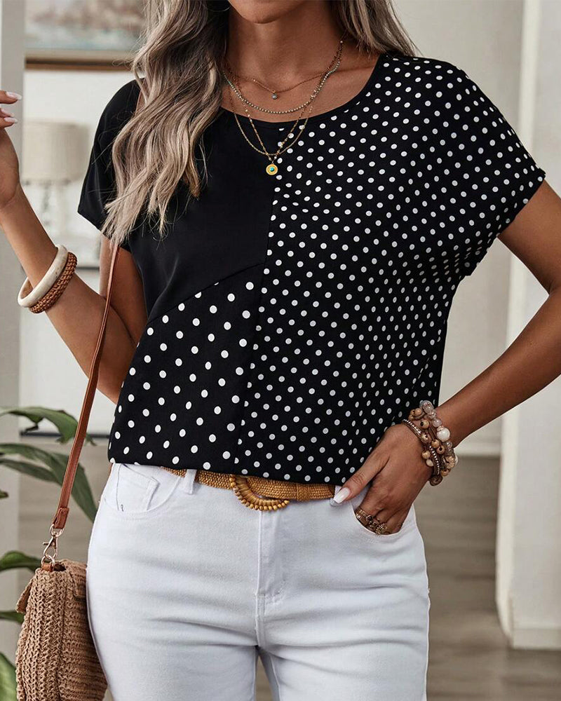 T-shirt Col Rond Imprimé Pois