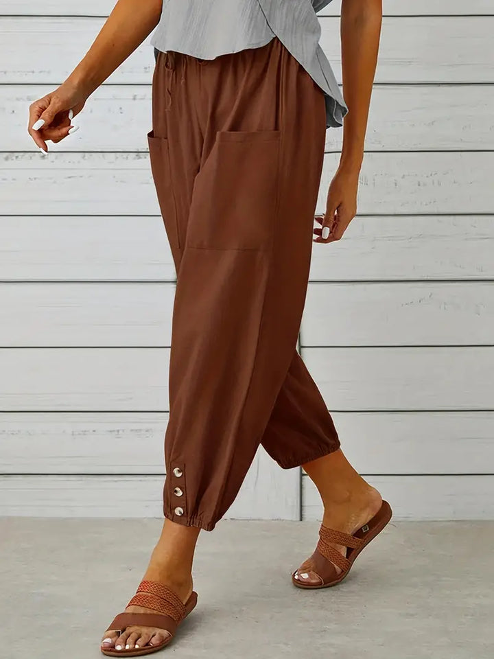 Luciane | Pantalon à cordon et boutons pour femme