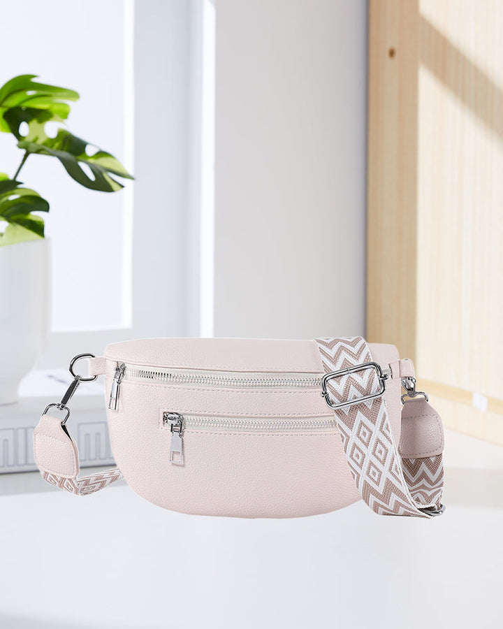 Sac bandoulière zippé avec bretelles contrastées