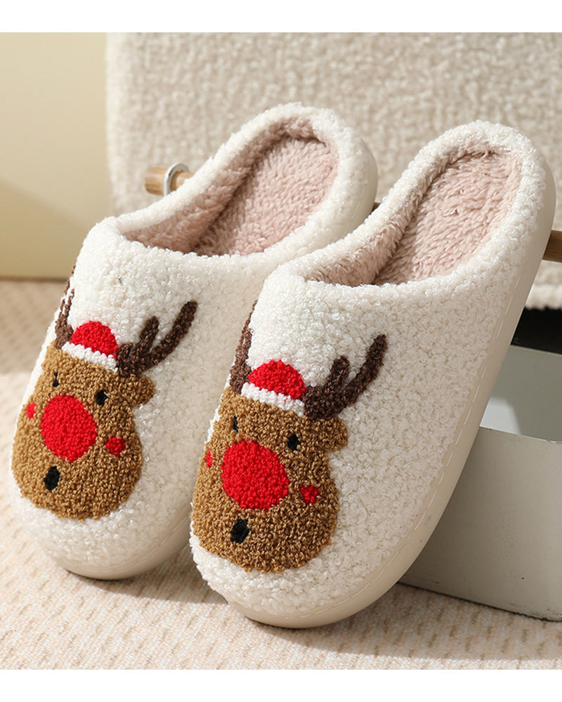 Chaussons chauds en peluche imprimés pour la maison