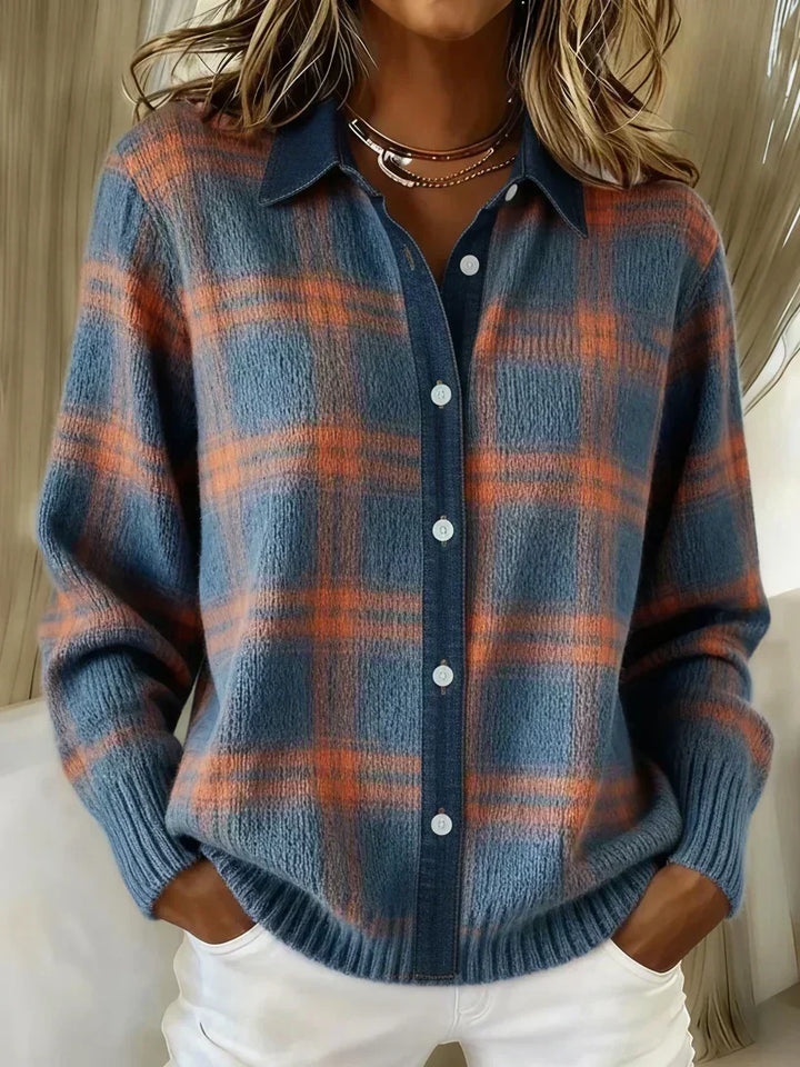 Capucine | Cardigan Doux à Carreaux