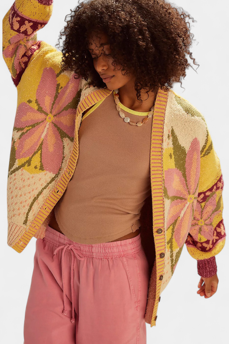 Inès | Cardigan Élégant à Motif Floral