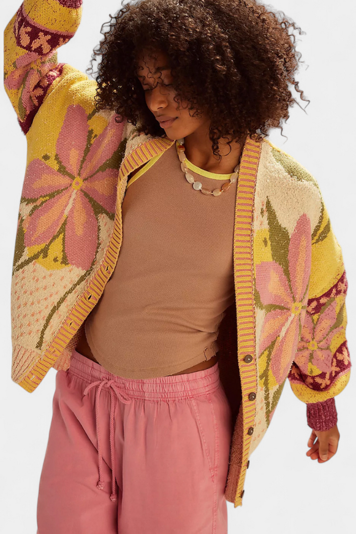 Inès | Cardigan Élégant à Motif Floral