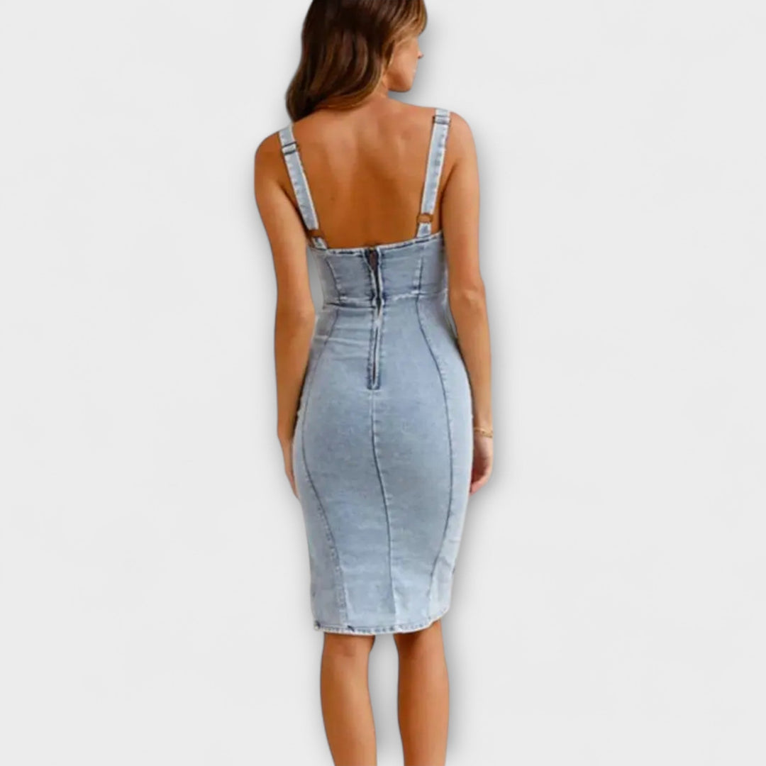 Chloé | Robe en denim avec bretelles ajustables