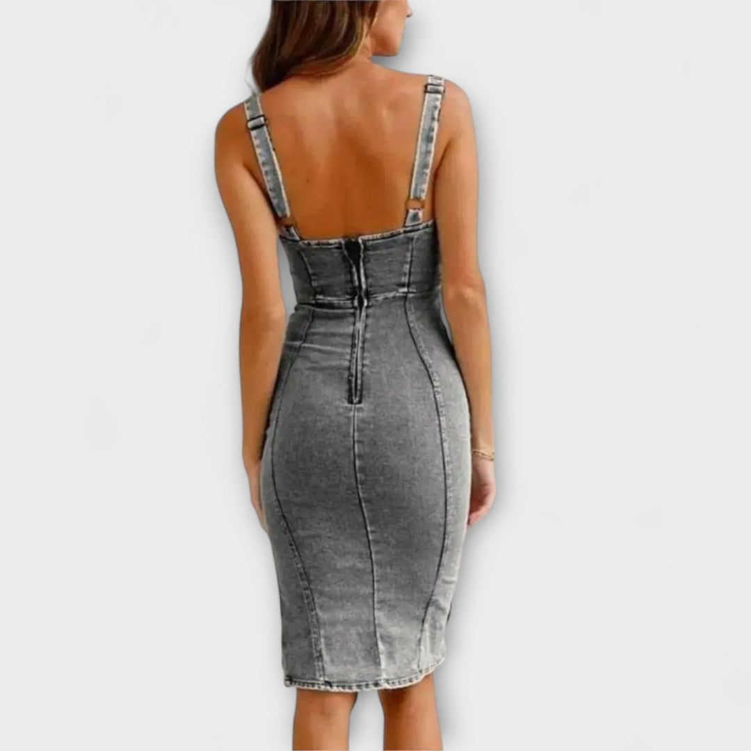Chloé | Robe en denim avec bretelles ajustables