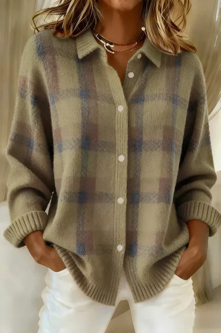 Capucine | Cardigan Doux à Carreaux