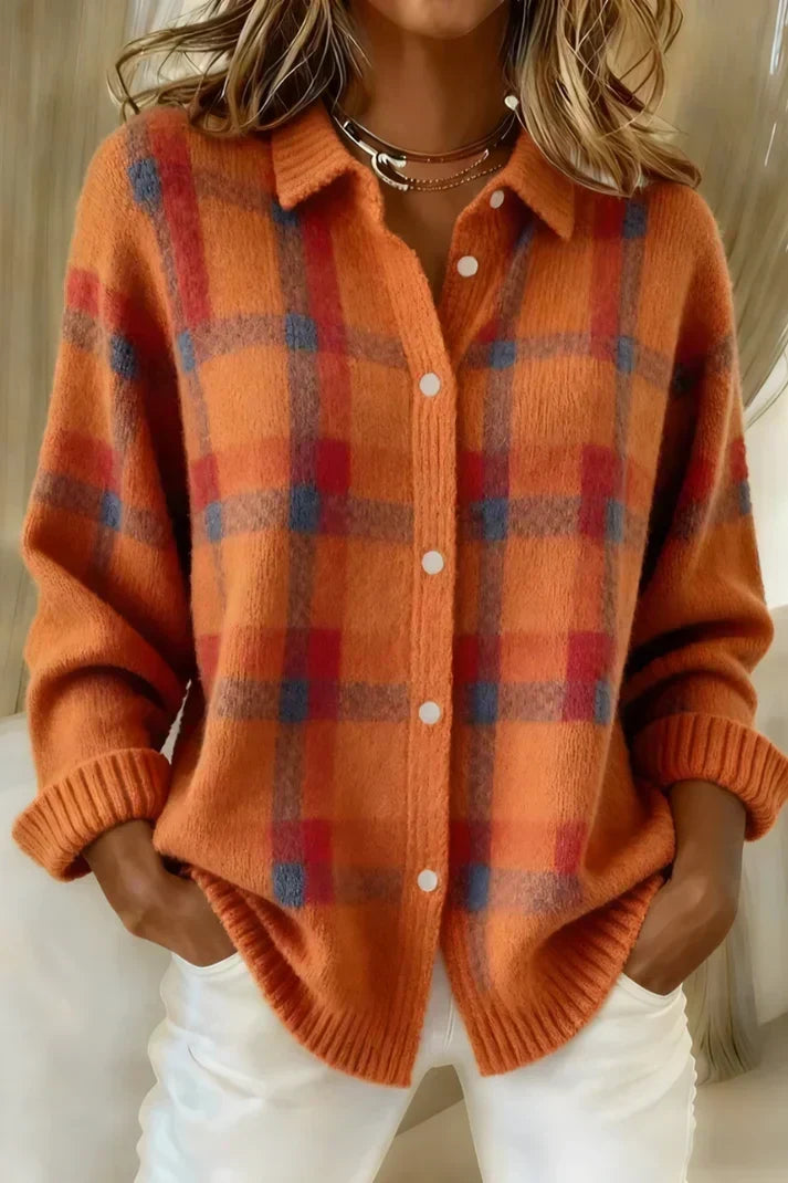 Capucine | Cardigan Doux à Carreaux