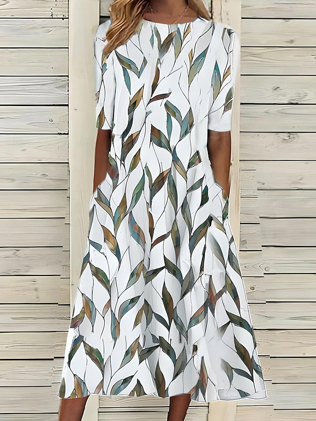 Capucine | Robe Midi aux Fleurs Marines