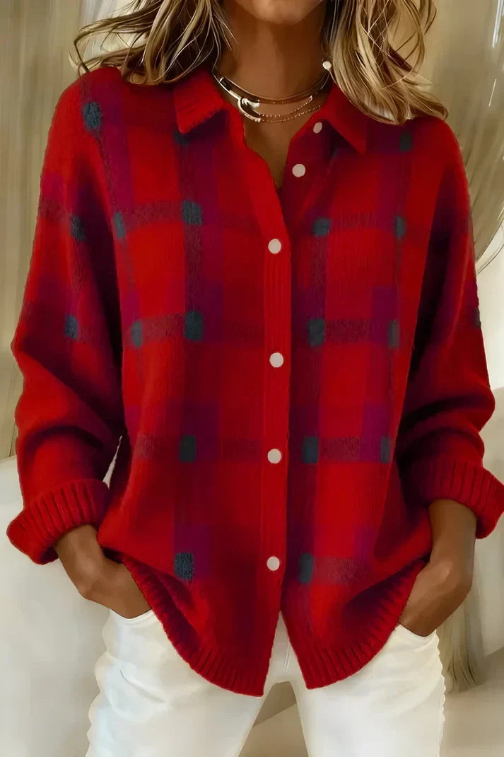 Capucine | Cardigan Doux à Carreaux