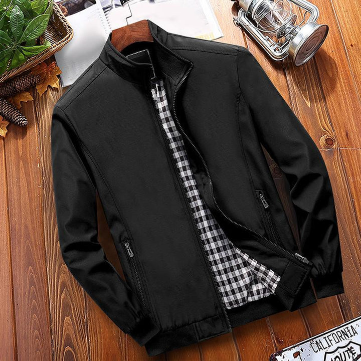 Veste homme classique à col montant avec doublure à carreaux