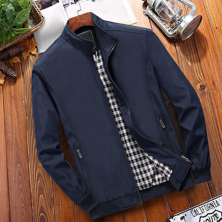 Veste homme classique à col montant avec doublure à carreaux